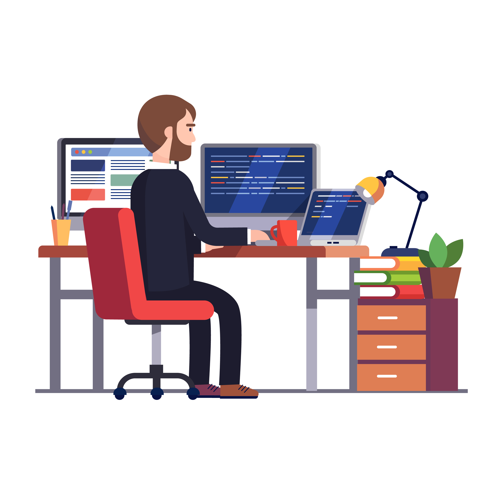 engineer on desktop